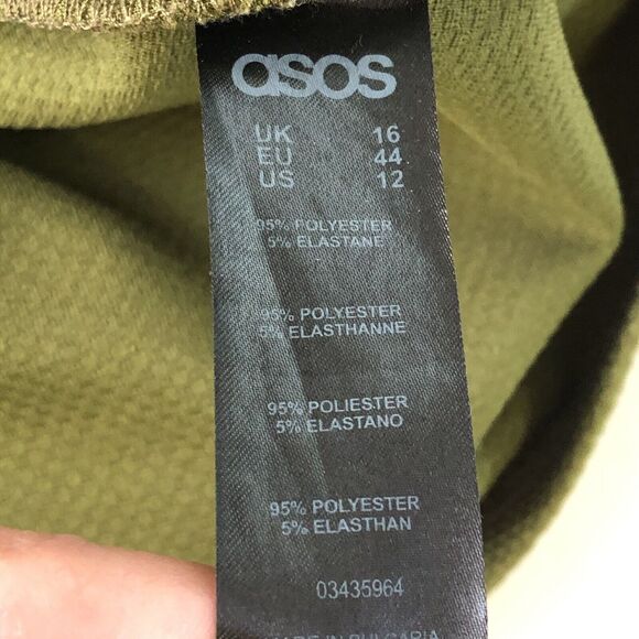 ASOS Women’s Textured 3/4 Sleeve Green Dress Size 12 - Picture 14 of 16
